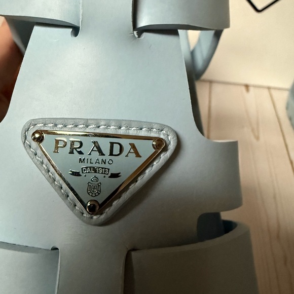 Prada Logo Plaque Rubber Fisherman Sandals Cielo Blue Sz 40 / 10 - Picture 11 of 15